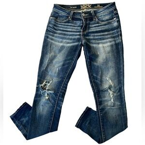 Buckle Black Mid Rise Distressed Ankle Skinny Jeans